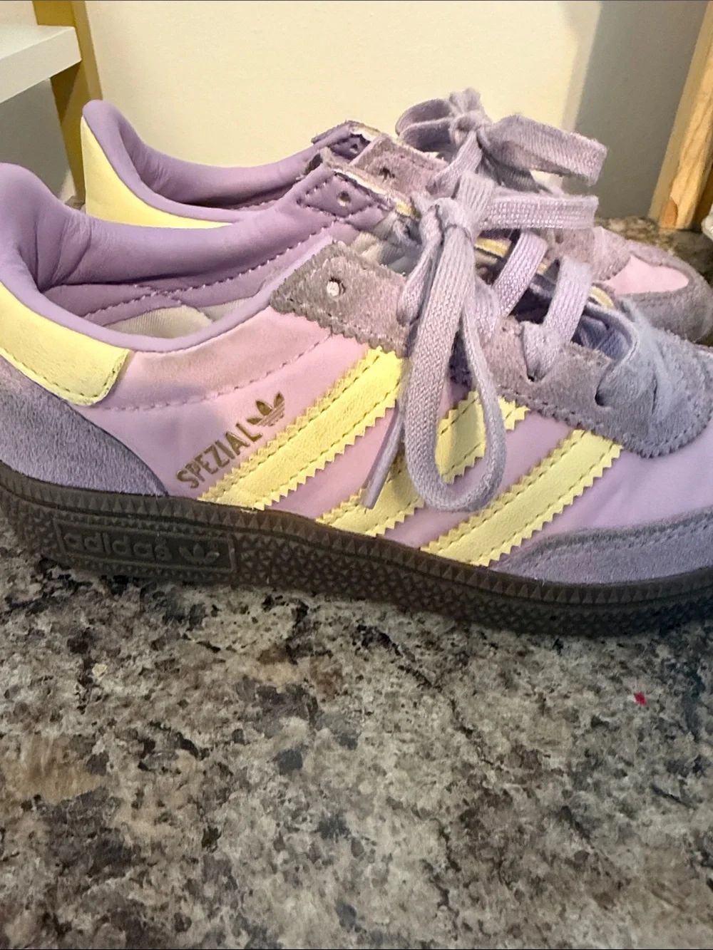 adidas Lavender Suede & Nylon Sneakers with Cream Accents